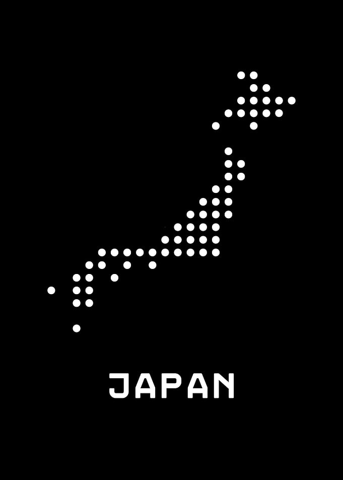 Japan Map Dotted Minimalist