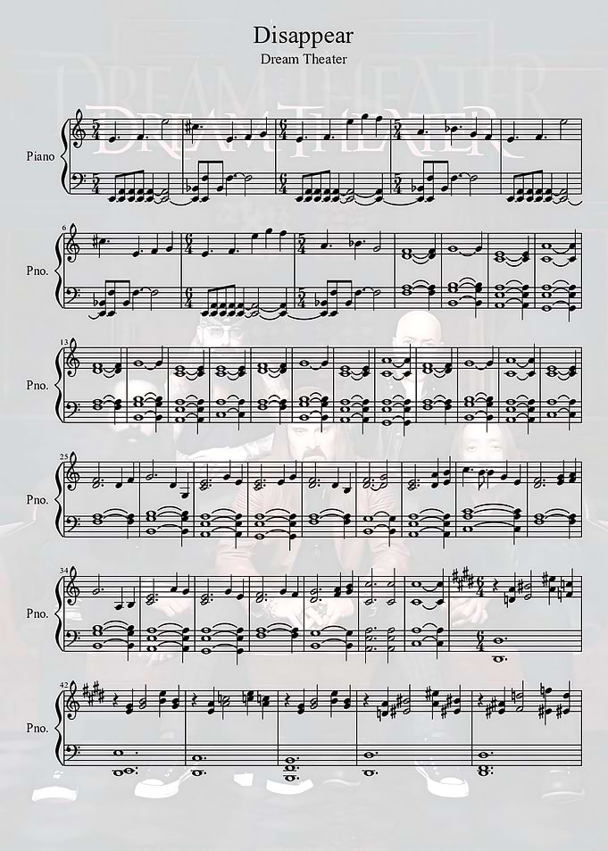 Dream Theater Disappear Sheet Music