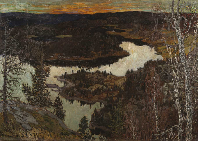 Nordic Lake Landscape Painting