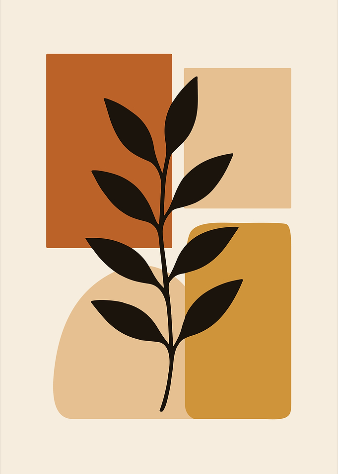 Abstract Botanical Art with Geometric Shapes