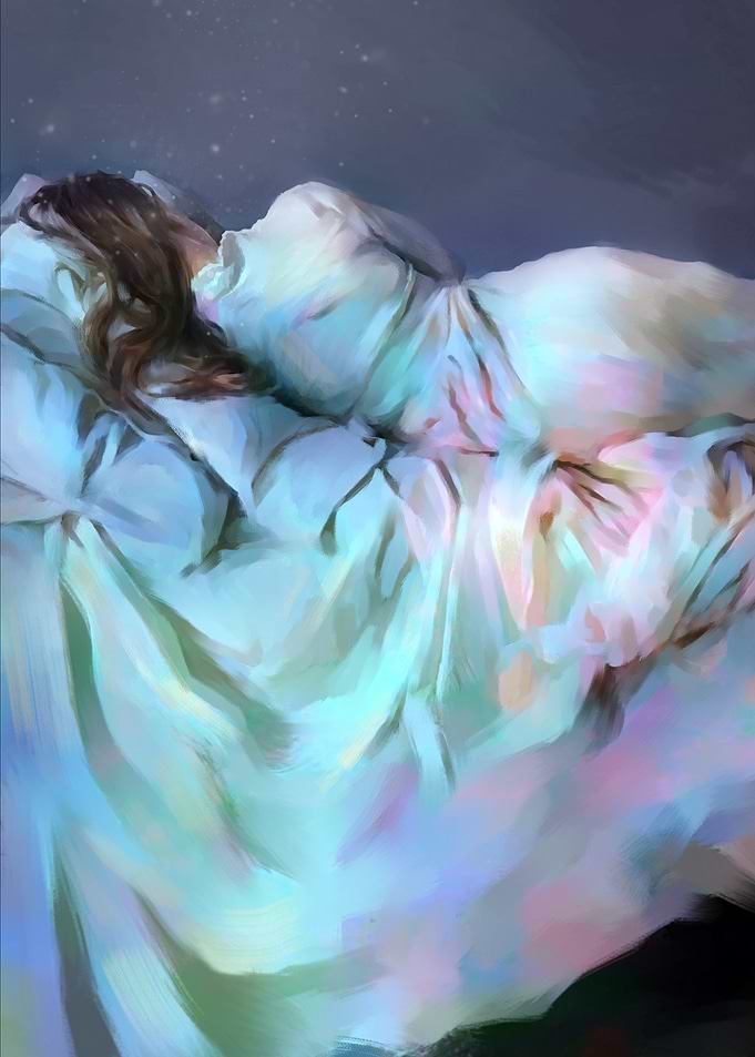 Dreamy slumber in a starlit night