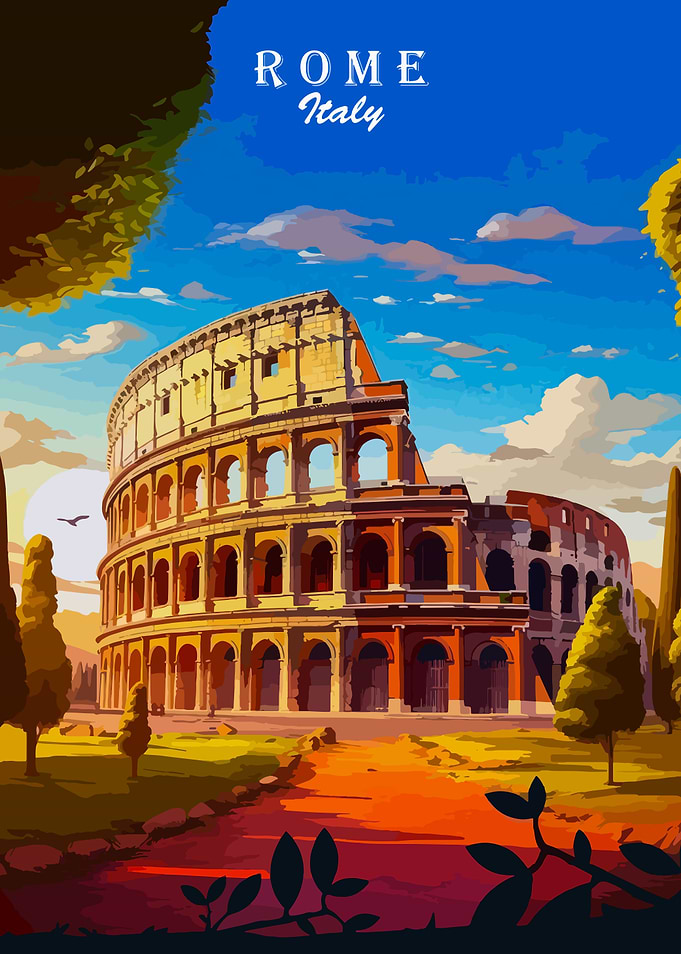Rome Italy Colosseum Travel Poster Art