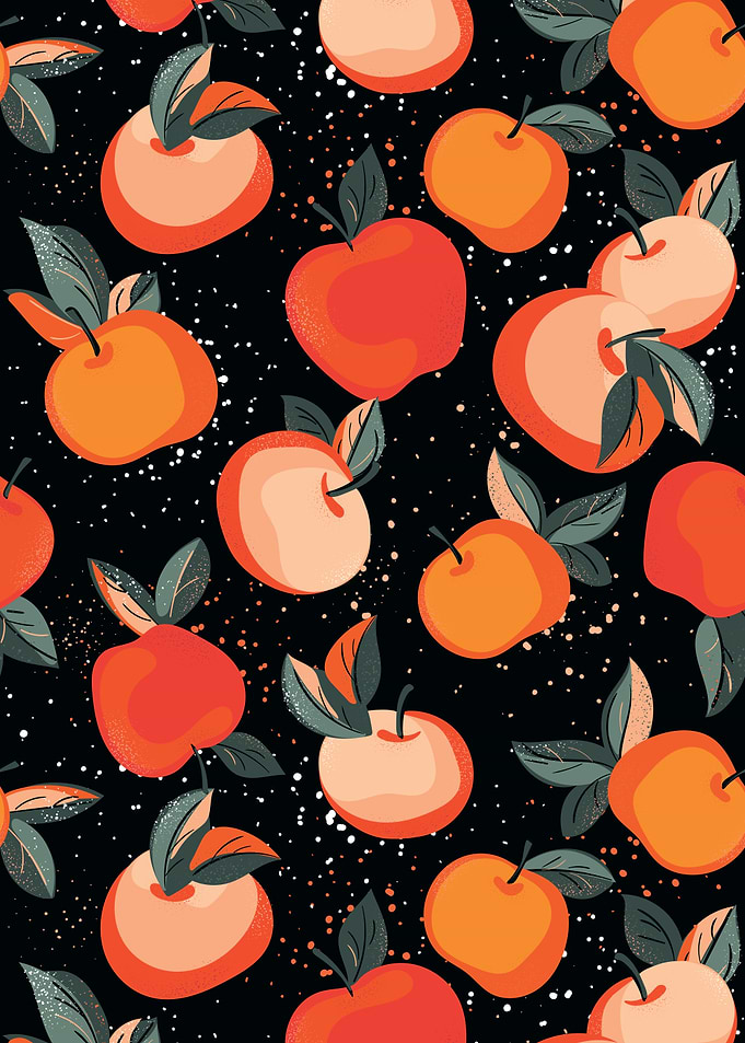 Apple Pattern on Black Background