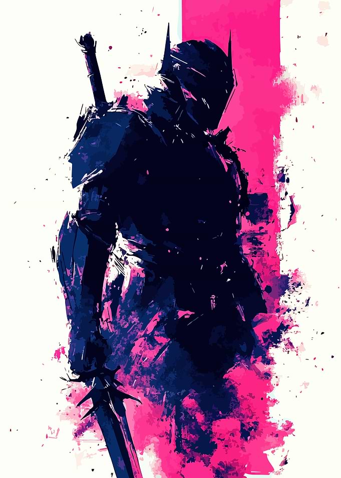Abstract Knight Illustration with Sword