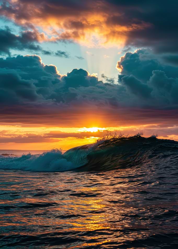 Ocean Wave at Sunset