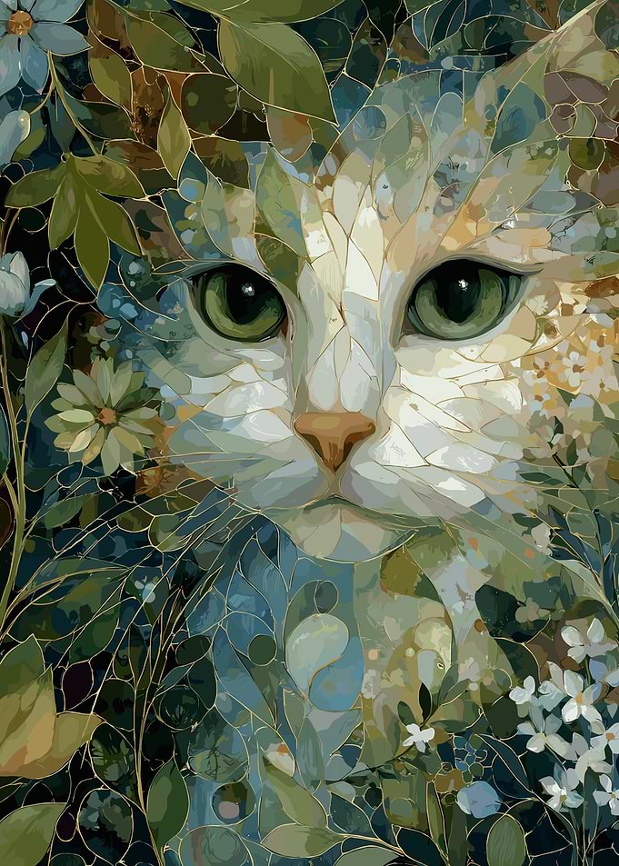 Floral Cat Mosaic