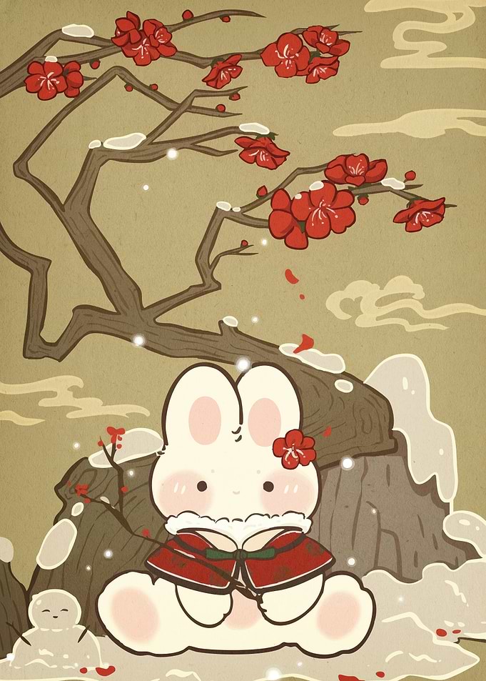 Winter Rabbit Plum Blossoms