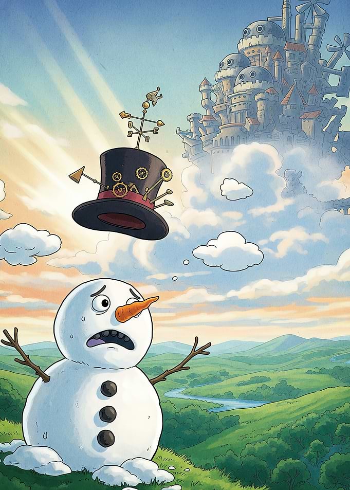 Snowman Hat Castle Sky