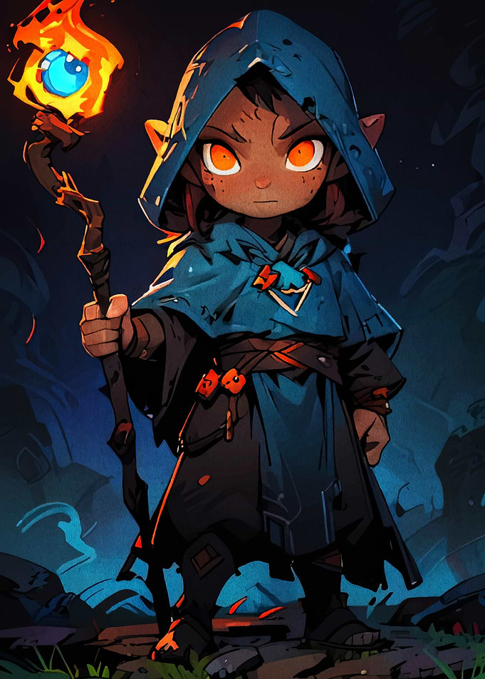 Hooded Mage with Glowing Staff