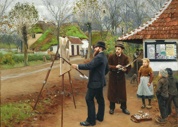 Painter in a Village Scene
