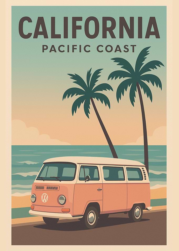 California Pacific Coast Travel Poster