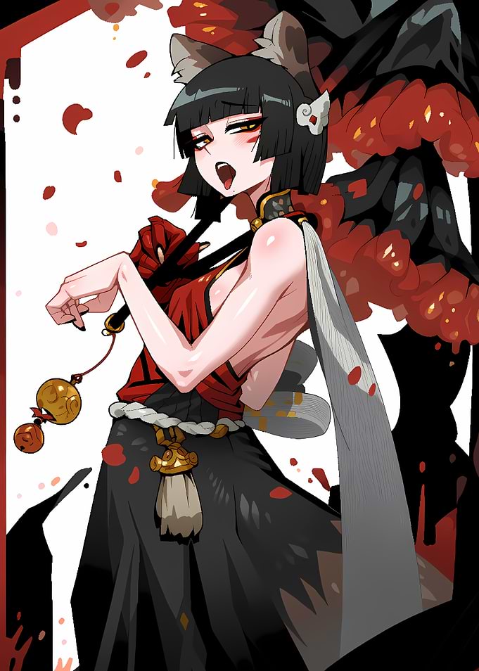 Anime Girl with Fox Ears and Umbrella