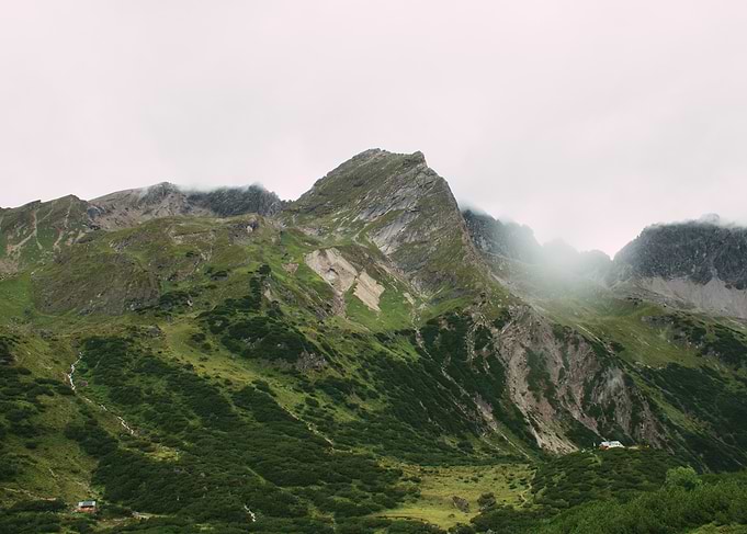 Green Mountain Landscape with Cloudy Sky