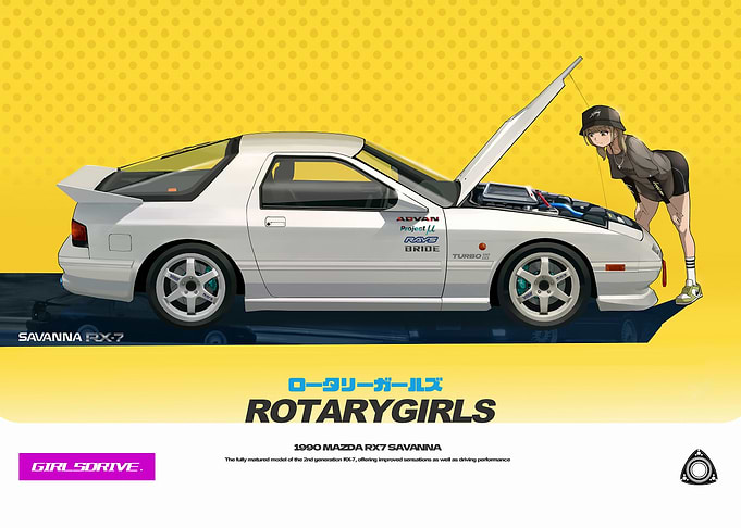 Rotary Girls: Mazda RX7 Savanna Illustration