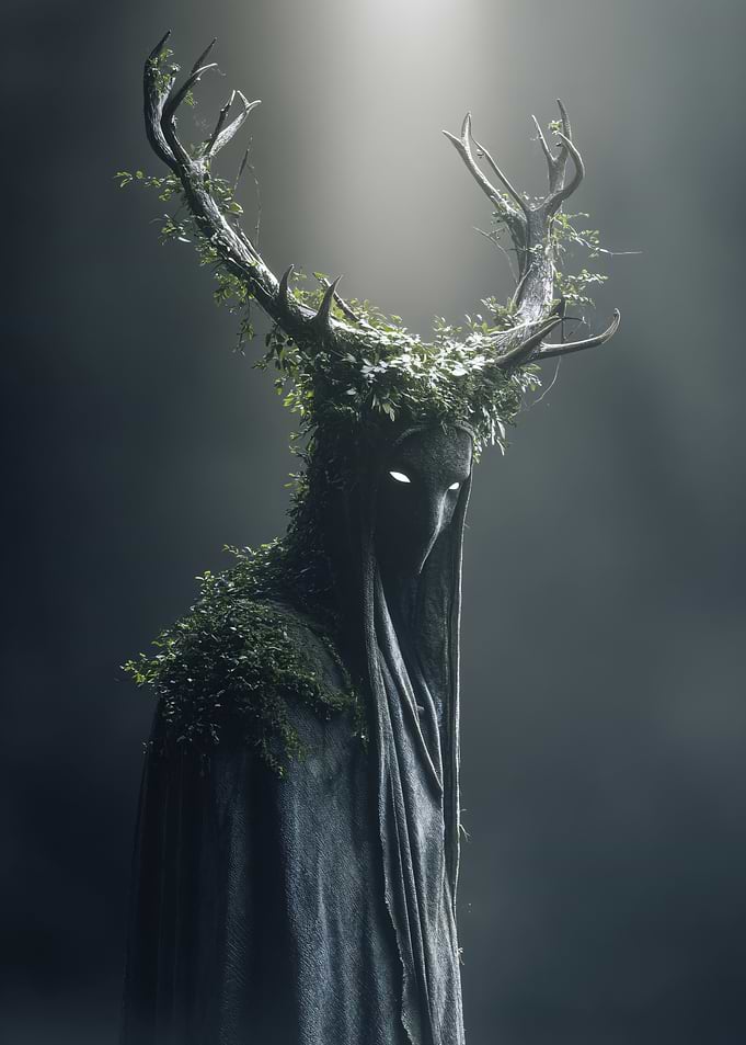 Mysterious Forest Spirit with Antlers