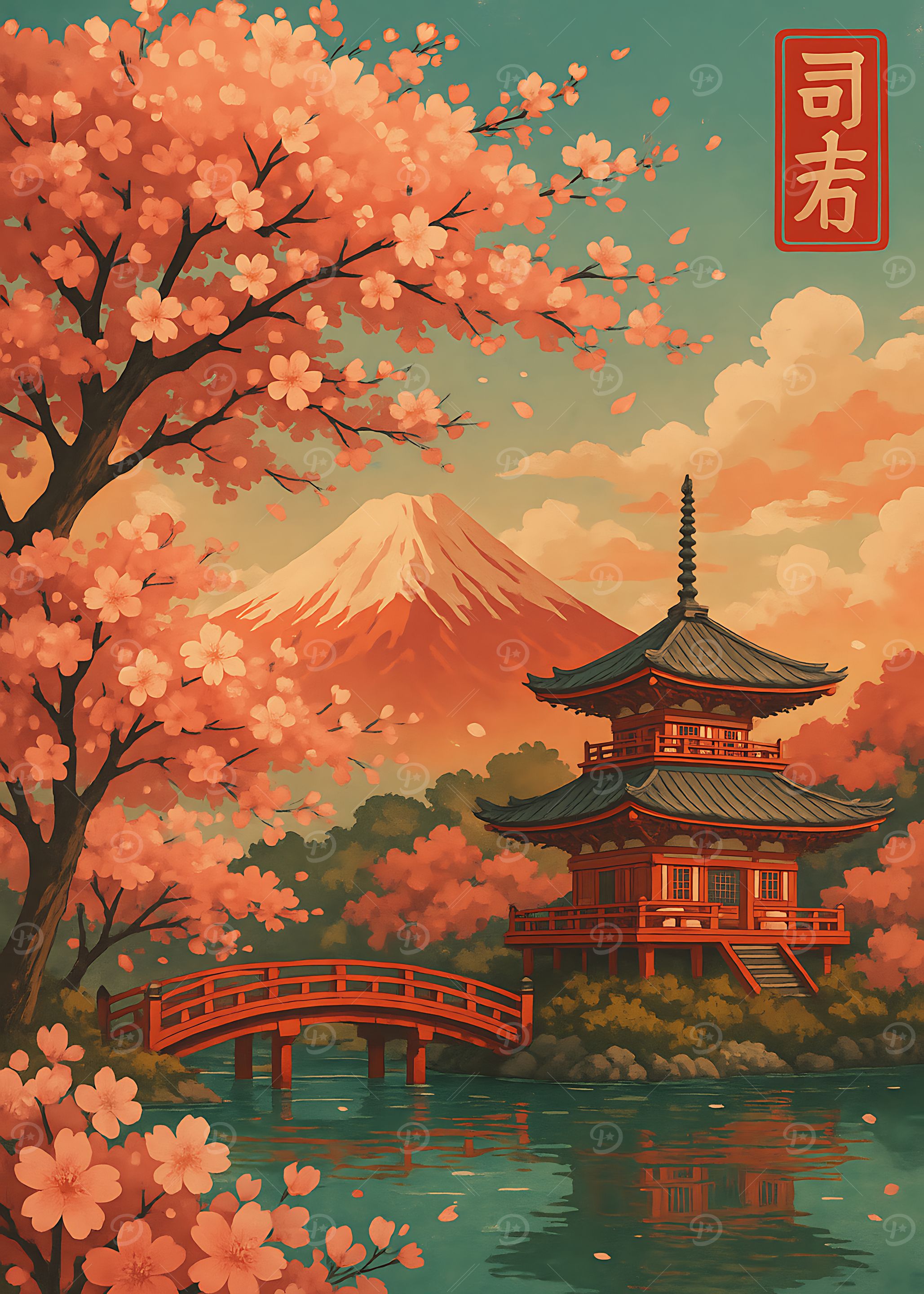Mount Fuji, cherry blossoms