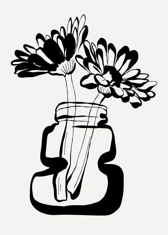 Black and White Floral Still Life