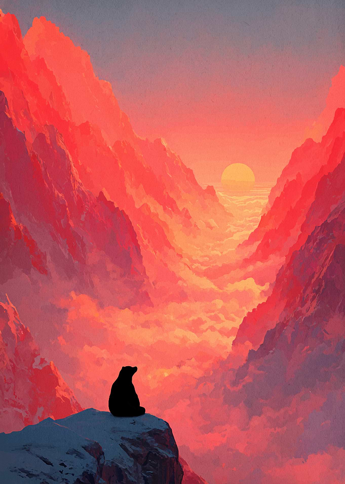 Bear Silhouette Mountain Sunset