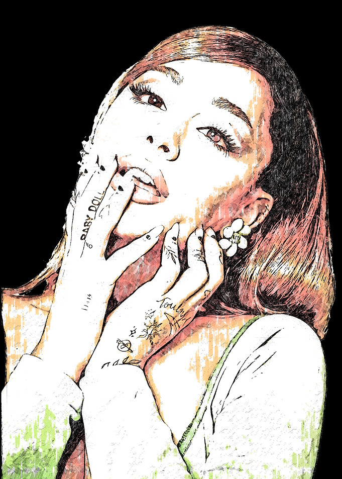Ariana Grande Portrait with Tattoos