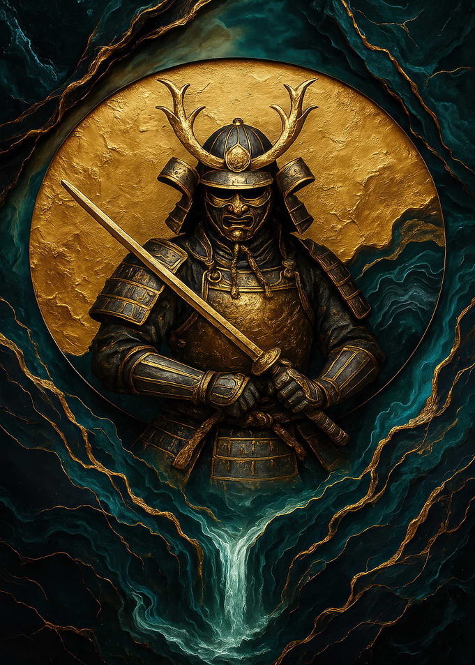 Golden Samurai Warrior with Sword