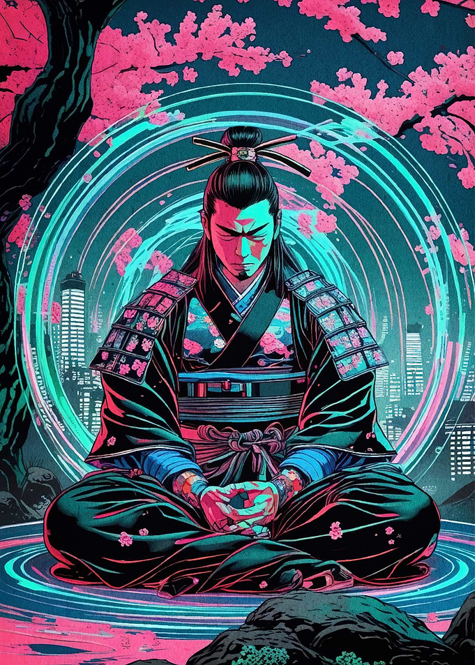 Cyberpunk Samurai Meditation