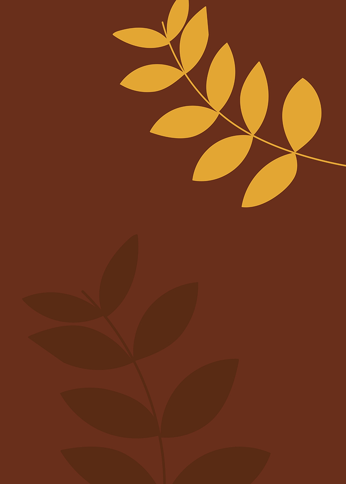 Minimalist Autumn Leaves on Brown Background