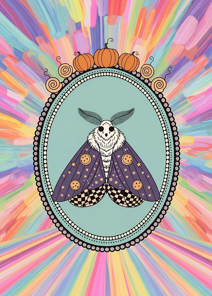 Moth Empress Cameo with Pumpkin Halo