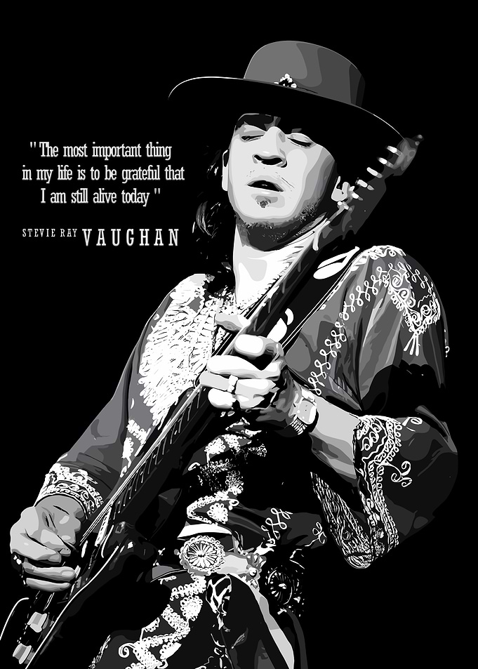 Stevie Ray Vaughan Black and White Portrait