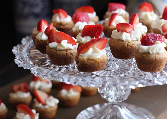 Strawberry Cupcakes on Crystal Stand