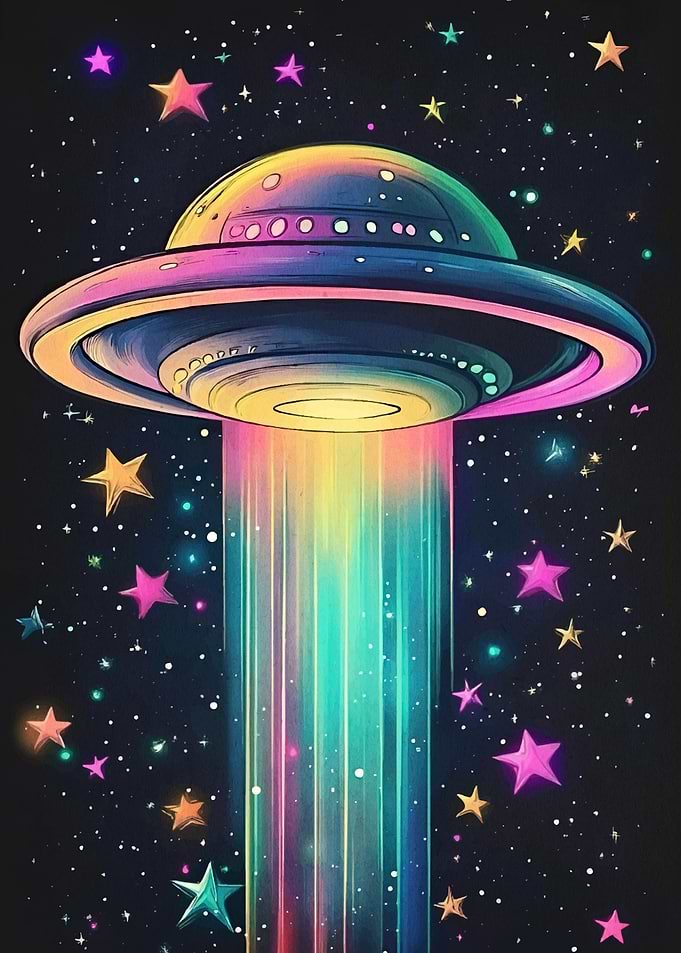 Colorful UFO Starry Space