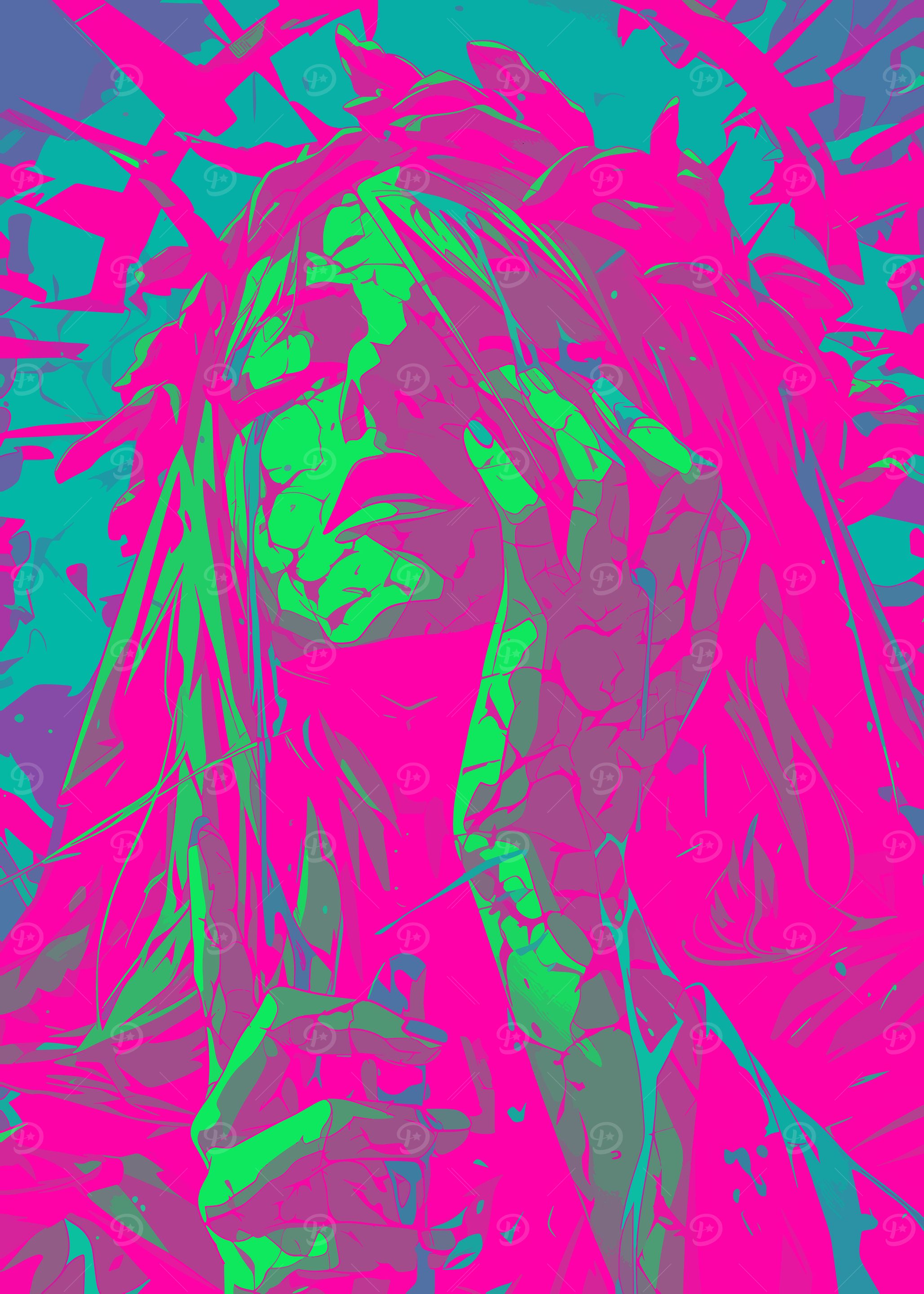 Abstract Portrait with Vibrant Colors