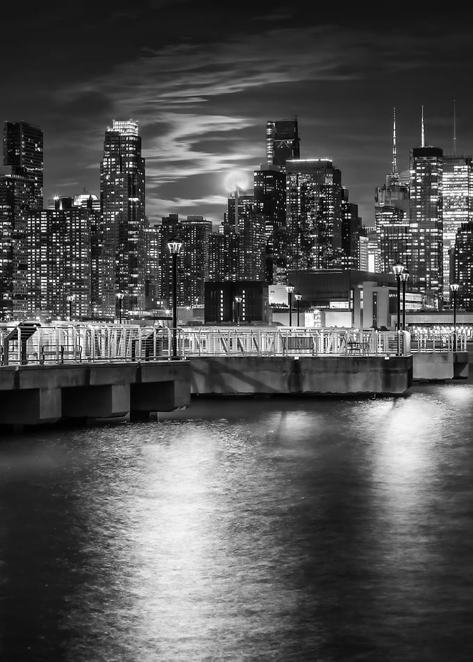 Harvest Moon over Manhattan Skyline
