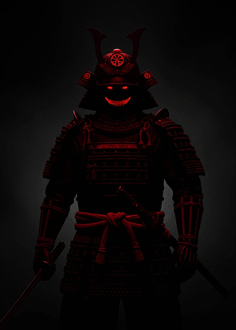 Red Samurai Warrior in Dark Armor