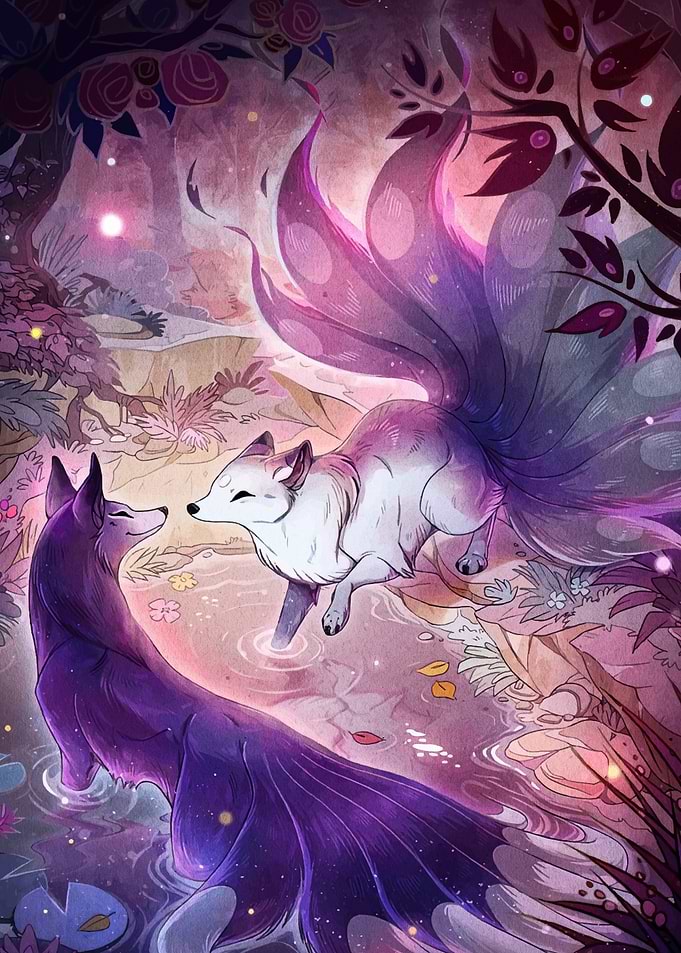 Foxes in a Magical Forest