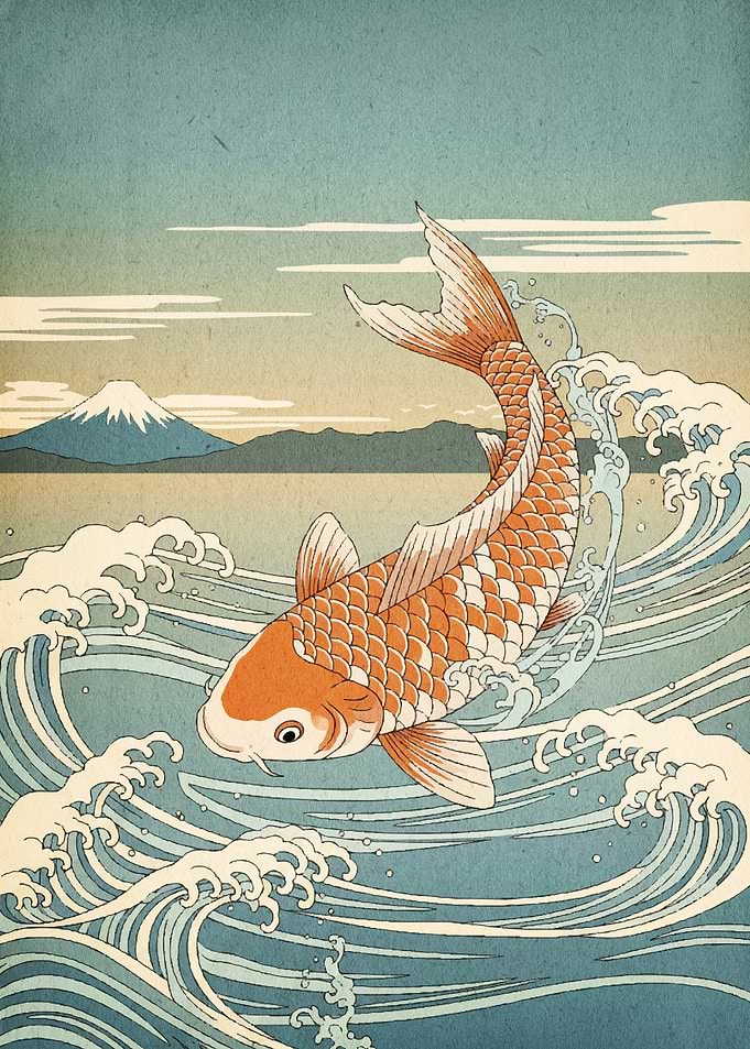 Koi Fish Wave Japanese