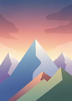 Minimalist Mountain Landscape at Sunset