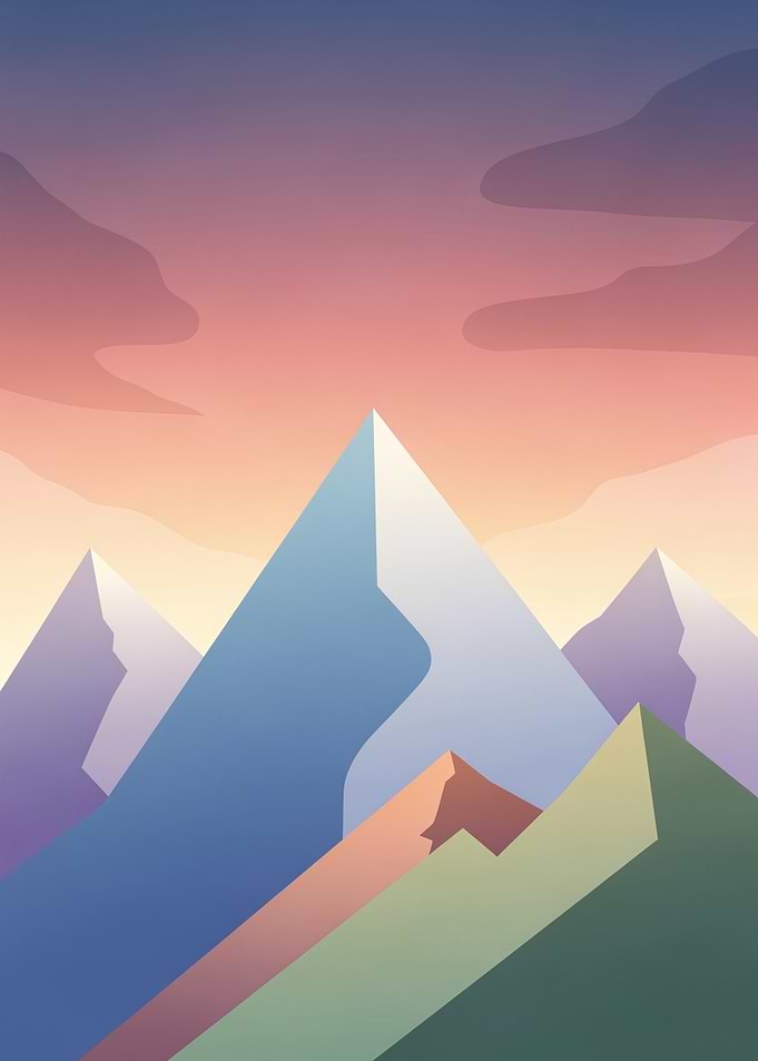 Minimalist Mountain Landscape at Sunset