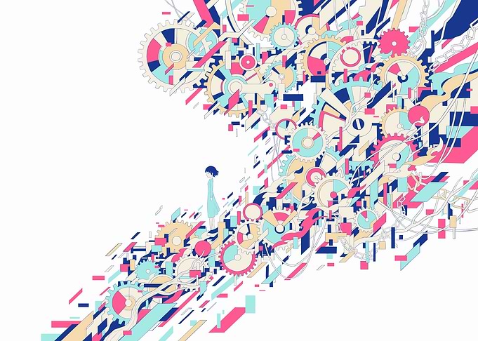 Abstract Gears and Figure Illustration