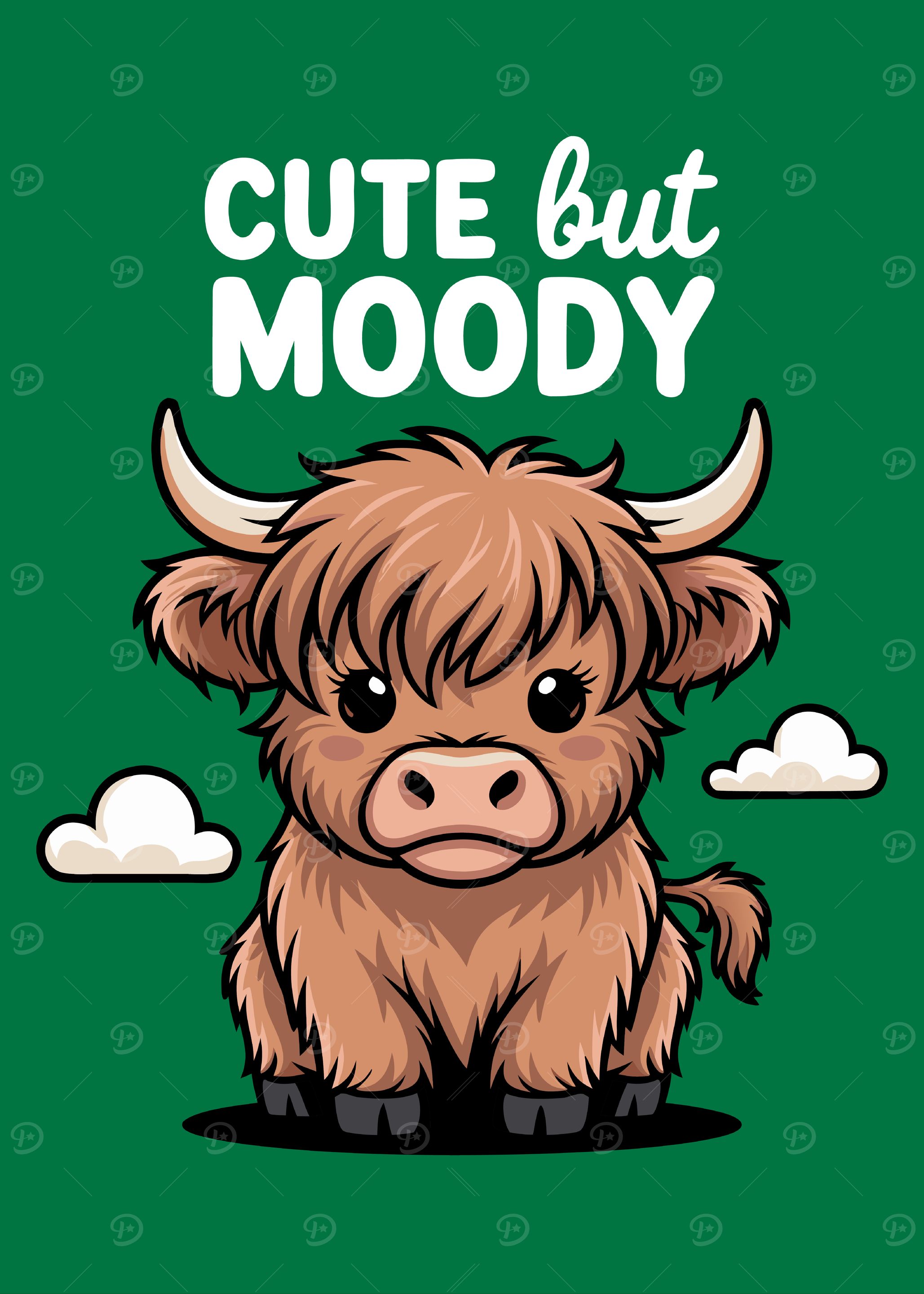 Cute but Moody Highland Cow Cartoon