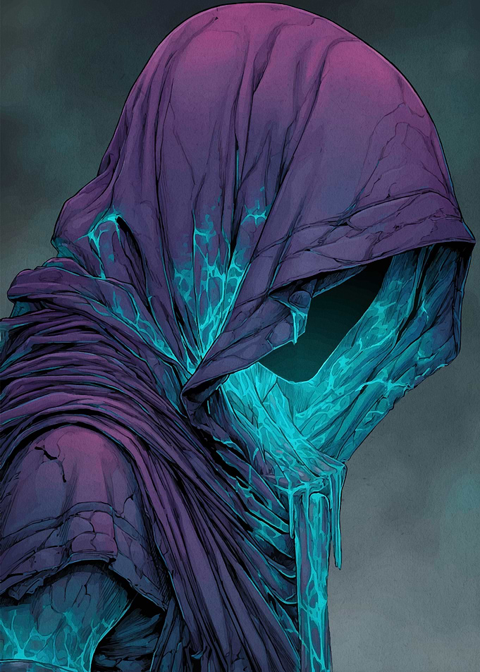 Hooded Figure with Glowing Accents