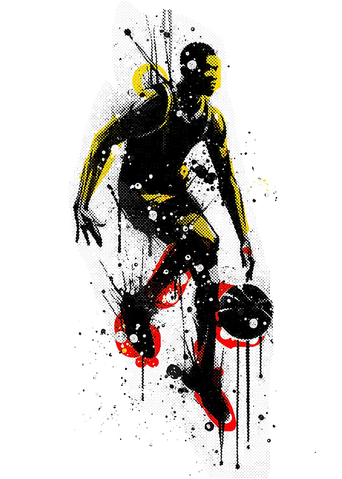 Basketball Player Dribbling Art