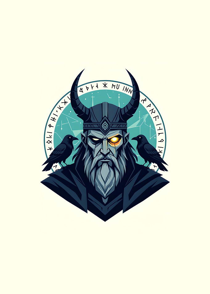 Odin with Ravens Digital Art