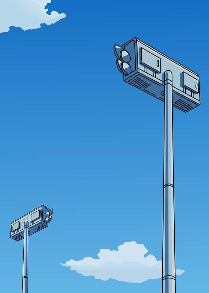 Cartoon Traffic Lights Against Blue Sky
