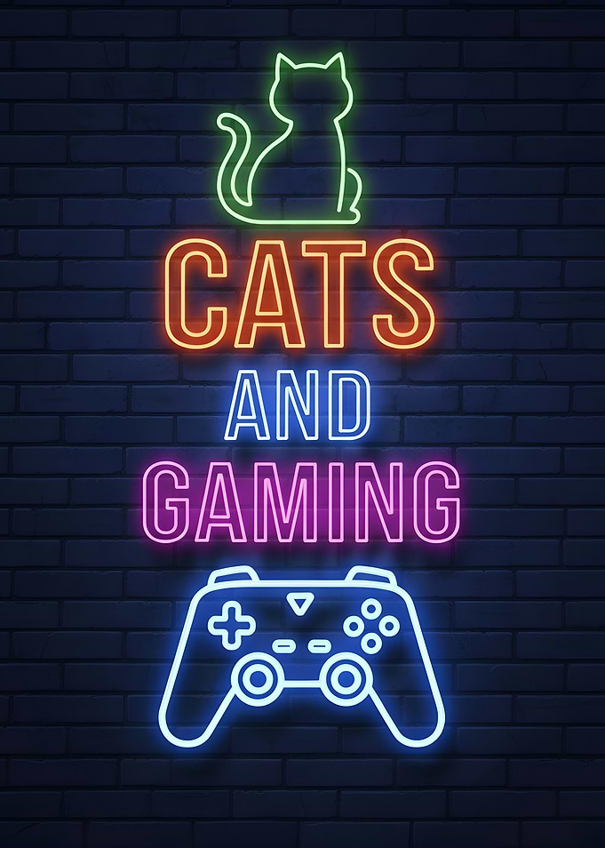 Cats and Gaming Neon Sign