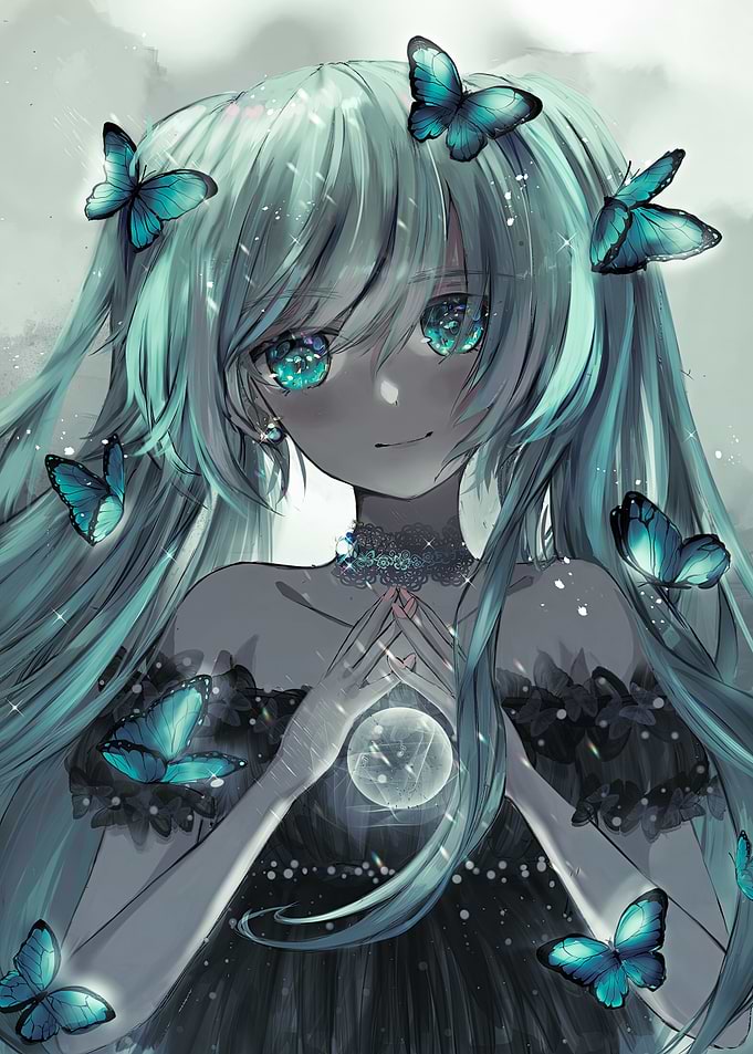 Girl with Butterflies and Orb