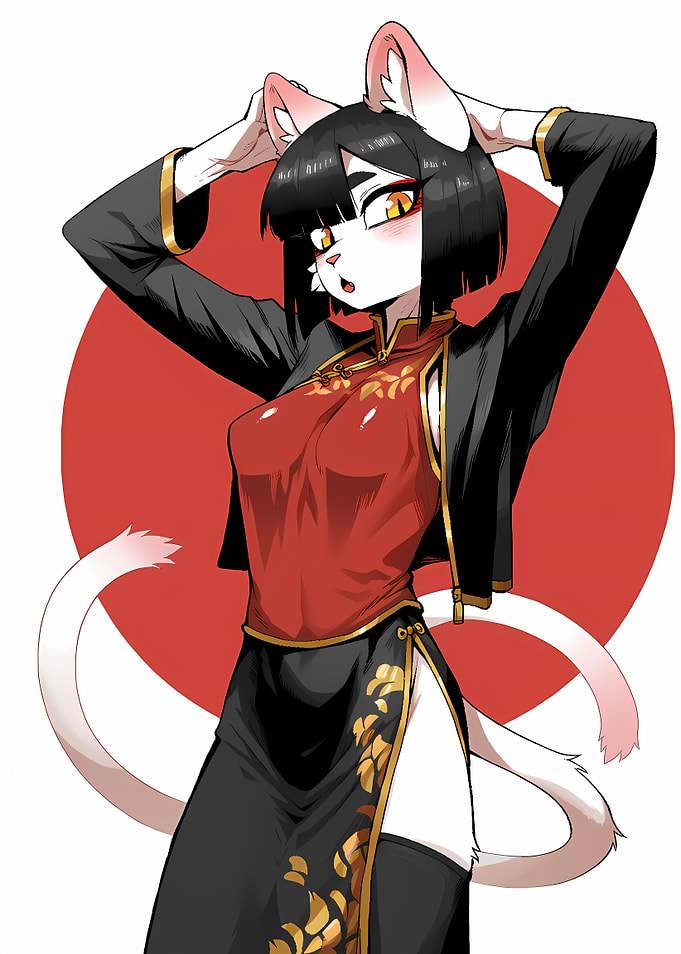 Anime Catgirl in Traditional Dress