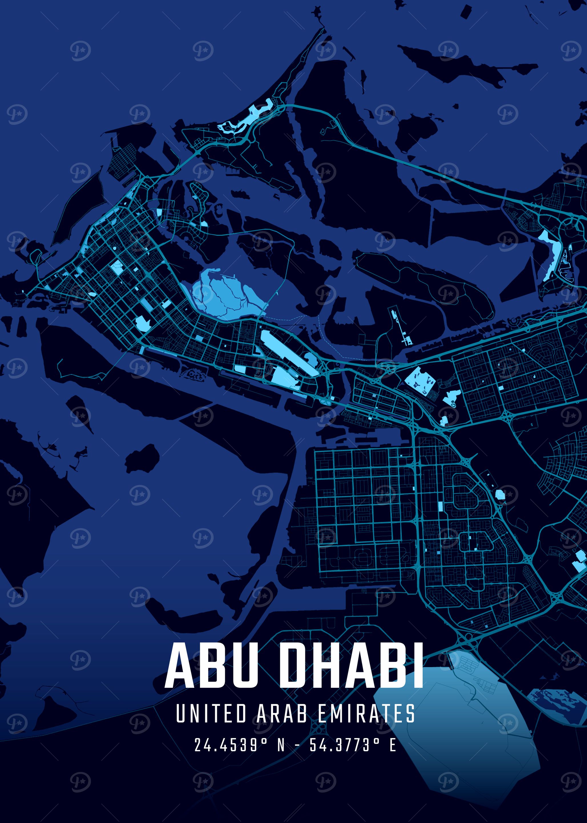 Abu Dhabi Midnight City Map