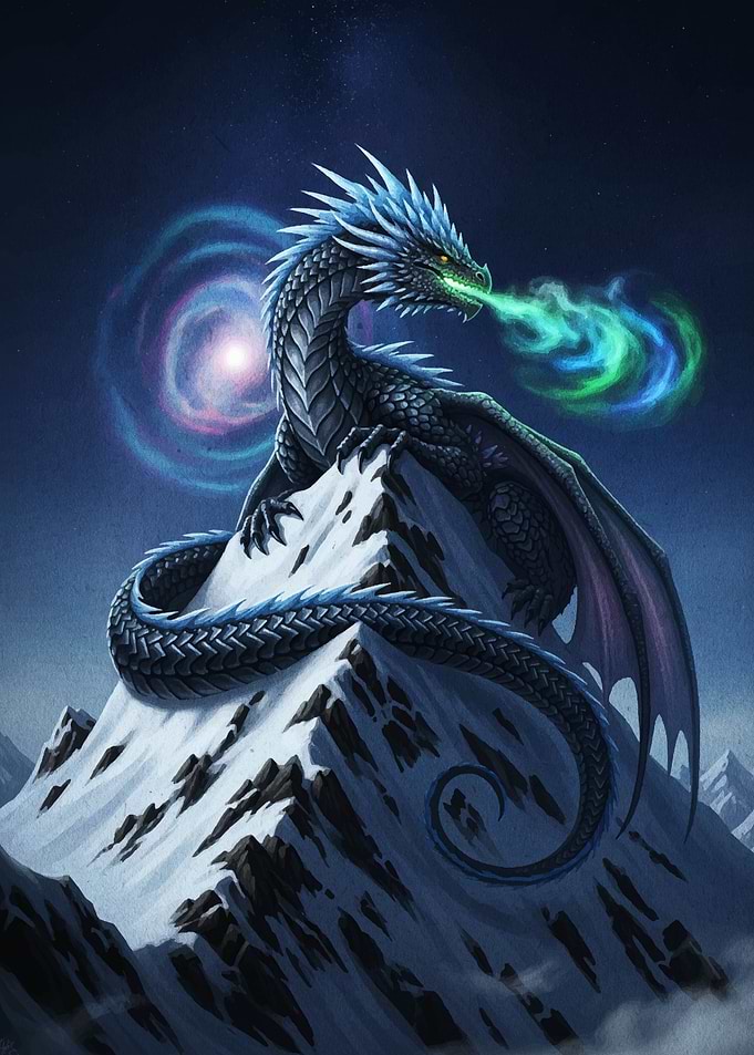 Dragon on Snowy Mountain Peak