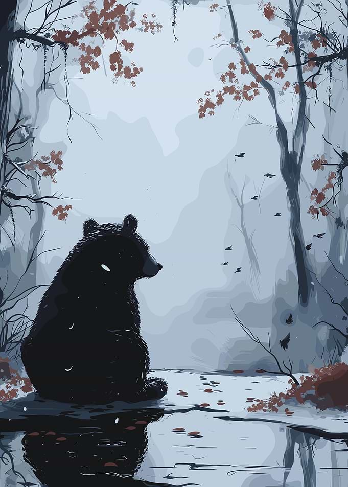 Bear in Misty Forest