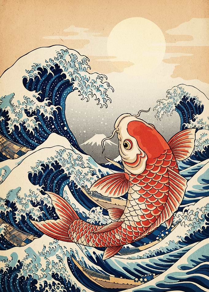 Koi Fish and Great Wave